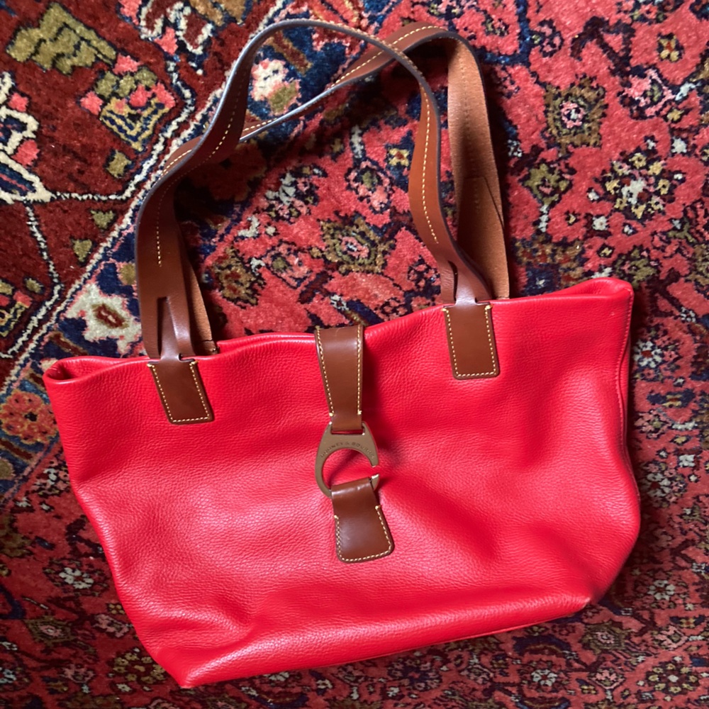 Dooney & Bourke Red Leather Tote Bag - Picture 6 of 12
